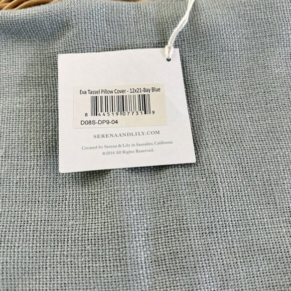 NEW Serena & Lily Eva Tassel Pillow Cover (12”x21”)-Bay Blue - Picture 2 of 2